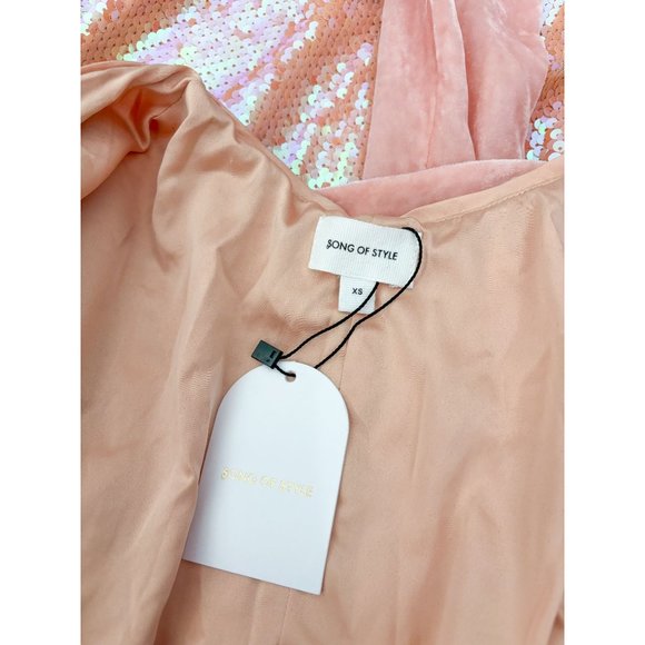 Song of Style Vernon Midi Formal Dress Peach Orange Sequin REVOLVE NEW XS - Picture 3 of 3